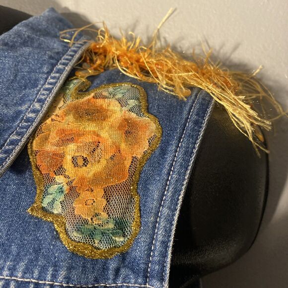 Eddie Bauer Women's Jean‎ Vest Denim Bling WPL - Picture 4 of 6